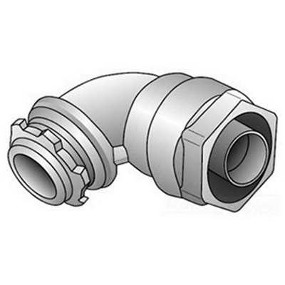 Appleton 4Q-9100TG Appleton 4Q-9100TG Type 4Q-TG Flexible 90 Degree Connector with Insulated Throat; 1 Inch, Malleable Iron Body, Steel Ferrule, Galvanized Body