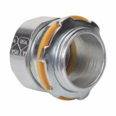 Cooper Crouse-Hinds 659RTUS Crouse-Hinds 659RTUS Thin Wall Non-Insulated EMT Connector; 4 Inch, Threaded x Compression, Electro-Plated Zinc