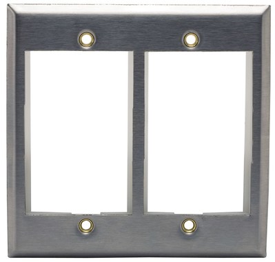 Hubbell Premise Wiring IMSS2 Hubbell Premise IMSS2 iStation&trade; 2-Gang Faceplate; Screw, (2) Port, 430 Stainless Steel