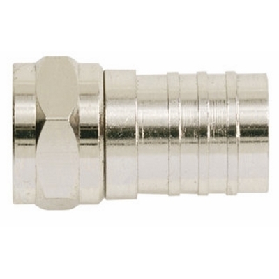 Ideal 85-057 Ideal 85-057 RG-6 Quad Shield Crimp-On F-Type Connector; Brass, Nickel-Plated, Card of 10