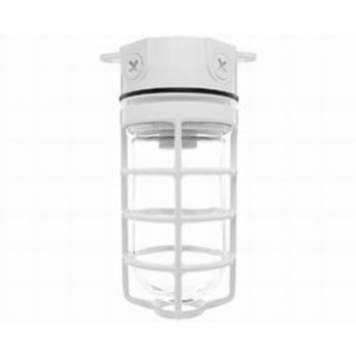 RAB Lighting VLX100DGW RAB VLX100DGW 1-Light Ceiling/Surface With Built-In 3 Inch Box Mount 100 Series Vaporproof HID Light Fixture With Guard; 150 Watt, A19, White, Lamp Not Included