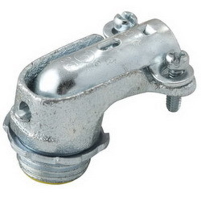 RACO 3204 Hubbell Electrical / RACO 3204 90 Degree Squeeze Connector; 1 Inch, Malleable Iron, Electro-plated Zinc