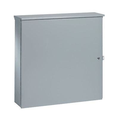 nVent HOFFMAN ATC36R3612 Hoffman ATC36R3612 Single Door Telephone Cabinet With Knockouts; NEMA 3R, 36 Inch x 12 Inch x 36 Inch, 16/14 Gauge Steel, ANSI 61 Gray, Polyester Powder Paint